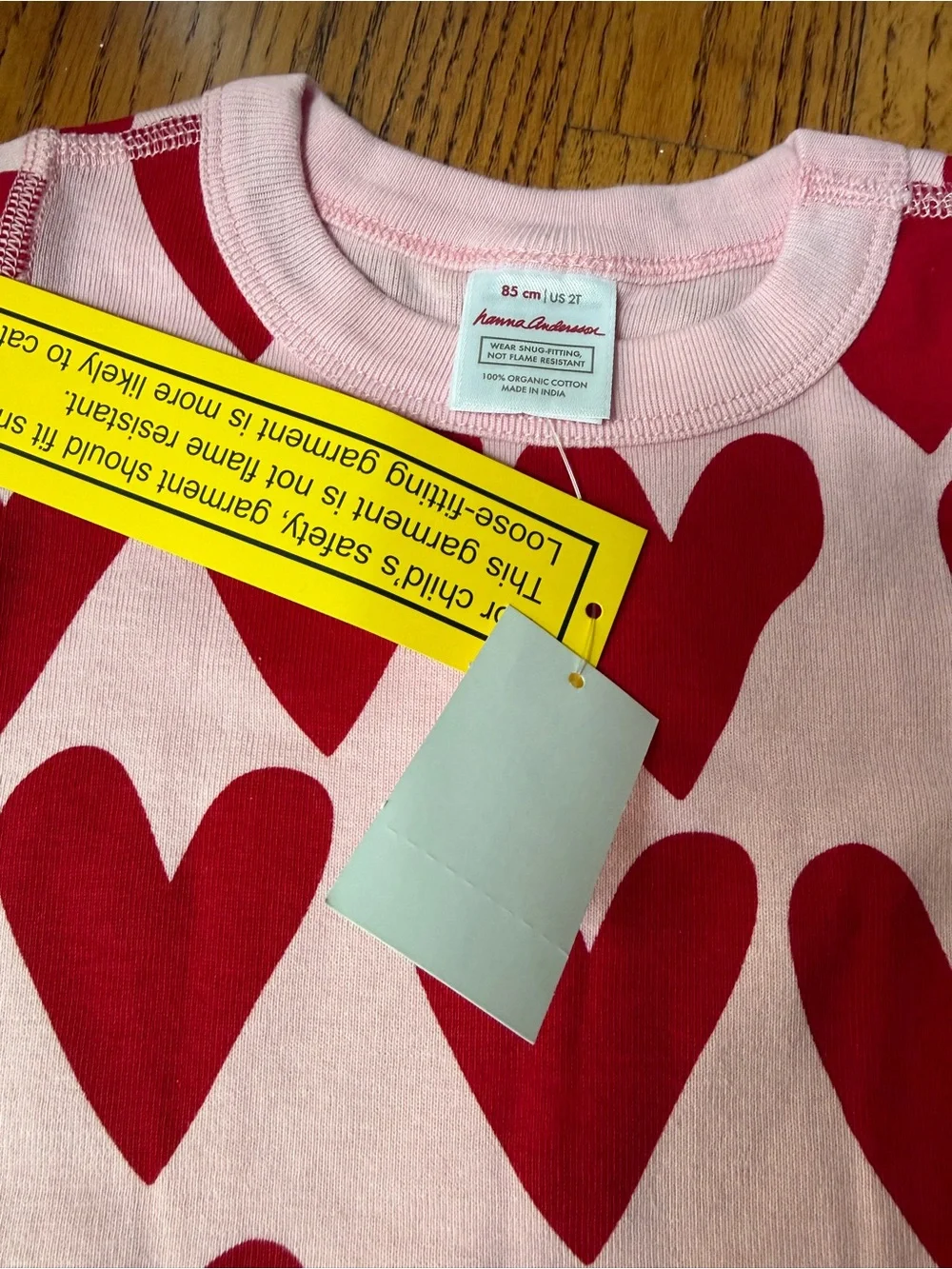 Kids Pink and Red Heart Short Pajama Set Hanna Andersson 2